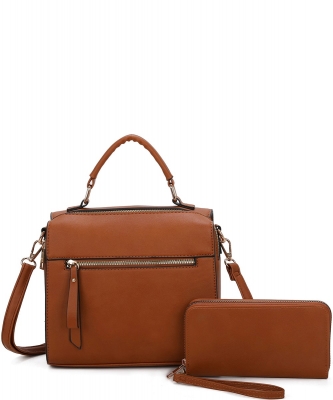 2 Piece Stylish Elegent Messenger Set LF22931 BROWN